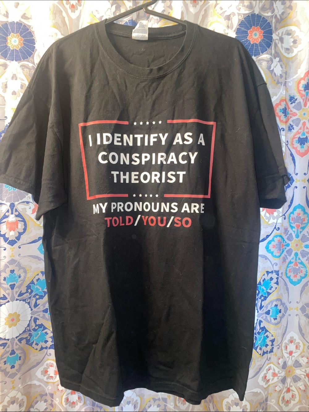 Port and Company Black Graphic Tee with White and Red Text